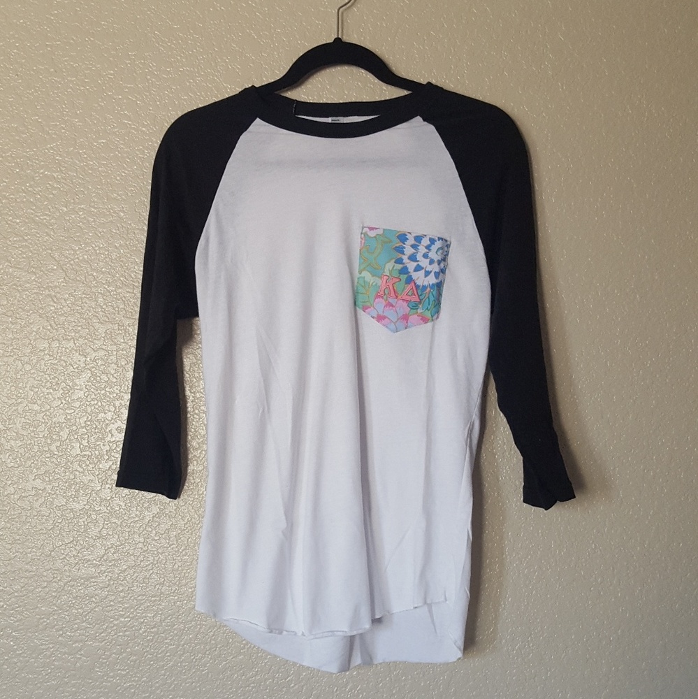 Kappa Delta Sorority Letters Pocket Baseball Tee